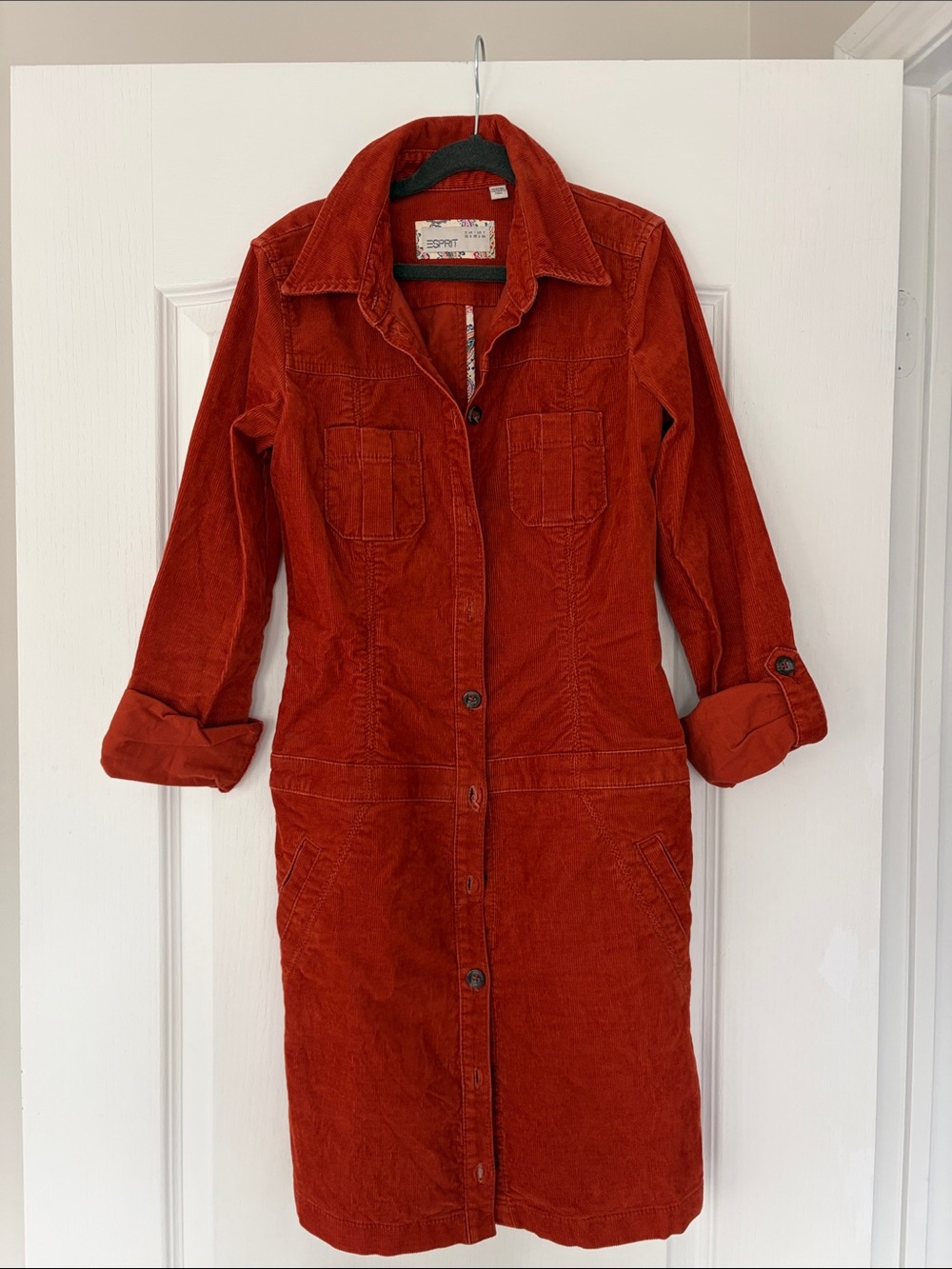 Esprit Burnt Orange Corduroy Long Jacket